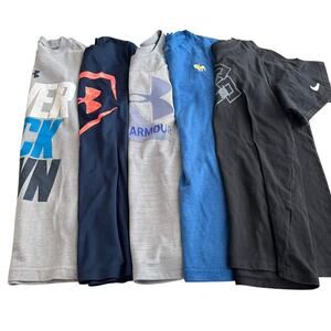 Boys Summer Nike Under Armor Short Sleeve Performance Athletic T-Shirt Bundle